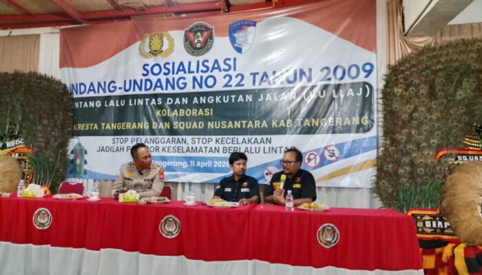 Sosialisasikan UU Lalu Lintas, Squad Nusantara Kab Tangerang Gandeng Polresta Tangerang